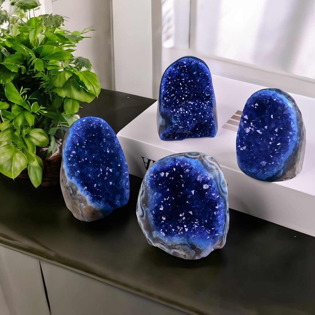1pc Elegant Blue Crystal Cluster, Artificial Vertical Quartz Crystal Cluster Decoration, High-end Living Room and Office Decoration, Handicraft Collection, Cathedral Mystery Stone - Unique Gift Idea - Image 7