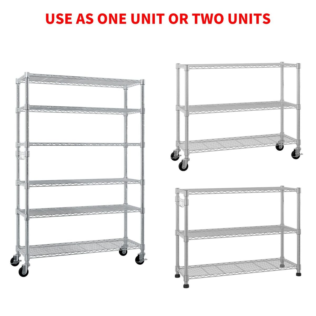 6 Tier Removable and Freely Adjustable NSF Certified Wire Shelving Unit with Wheels Heavy Duty Metal Storage Rack for Kitchen Garage Pantry Commercial Use 48x18x72 Inches Silver - Image 7