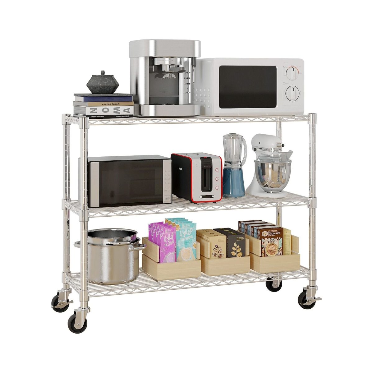 6 Tier Removable and Freely Adjustable NSF Certified Wire Shelving Unit with Wheels Heavy Duty Metal Storage Rack for Kitchen Garage Pantry Commercial Use 48x18x72 Inches Silver - Image 8