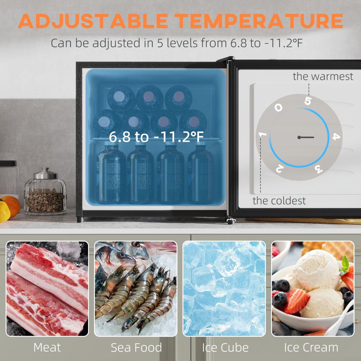 Mini Upright Freezer 1.1 Cu.Ft Compact Silver with Removable Shelves Home Appliances Chill Solution - Image 4