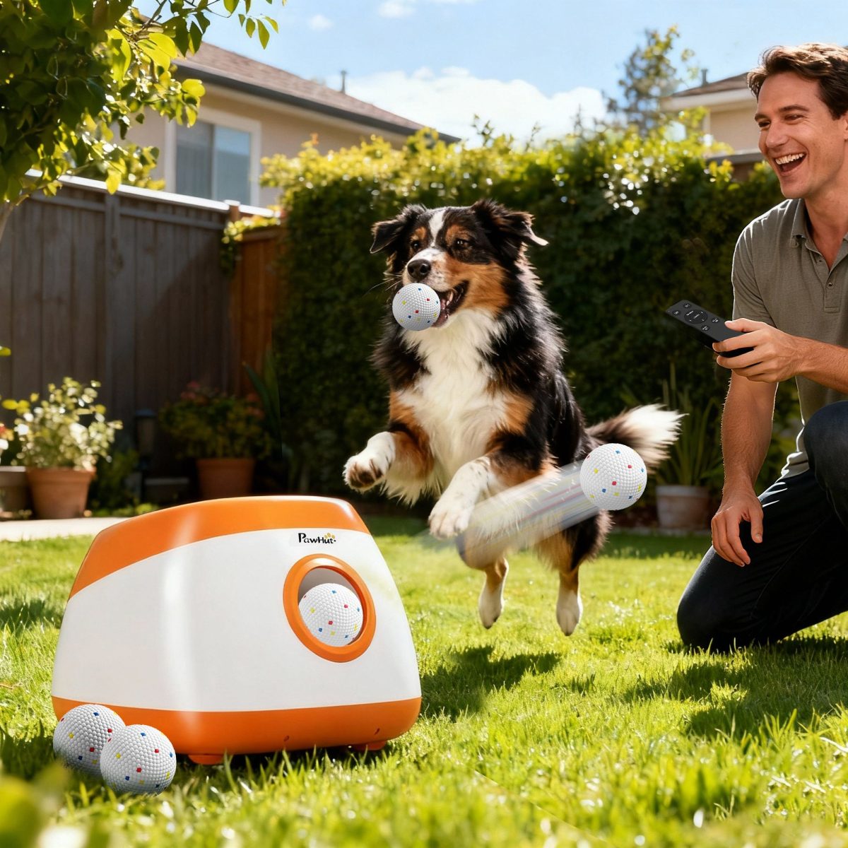 Automatic Dog Ball Launcher with 26-79 FT Distance, Automatic Ball Launcher for Medium and Large Dogs, Orange - Image 2