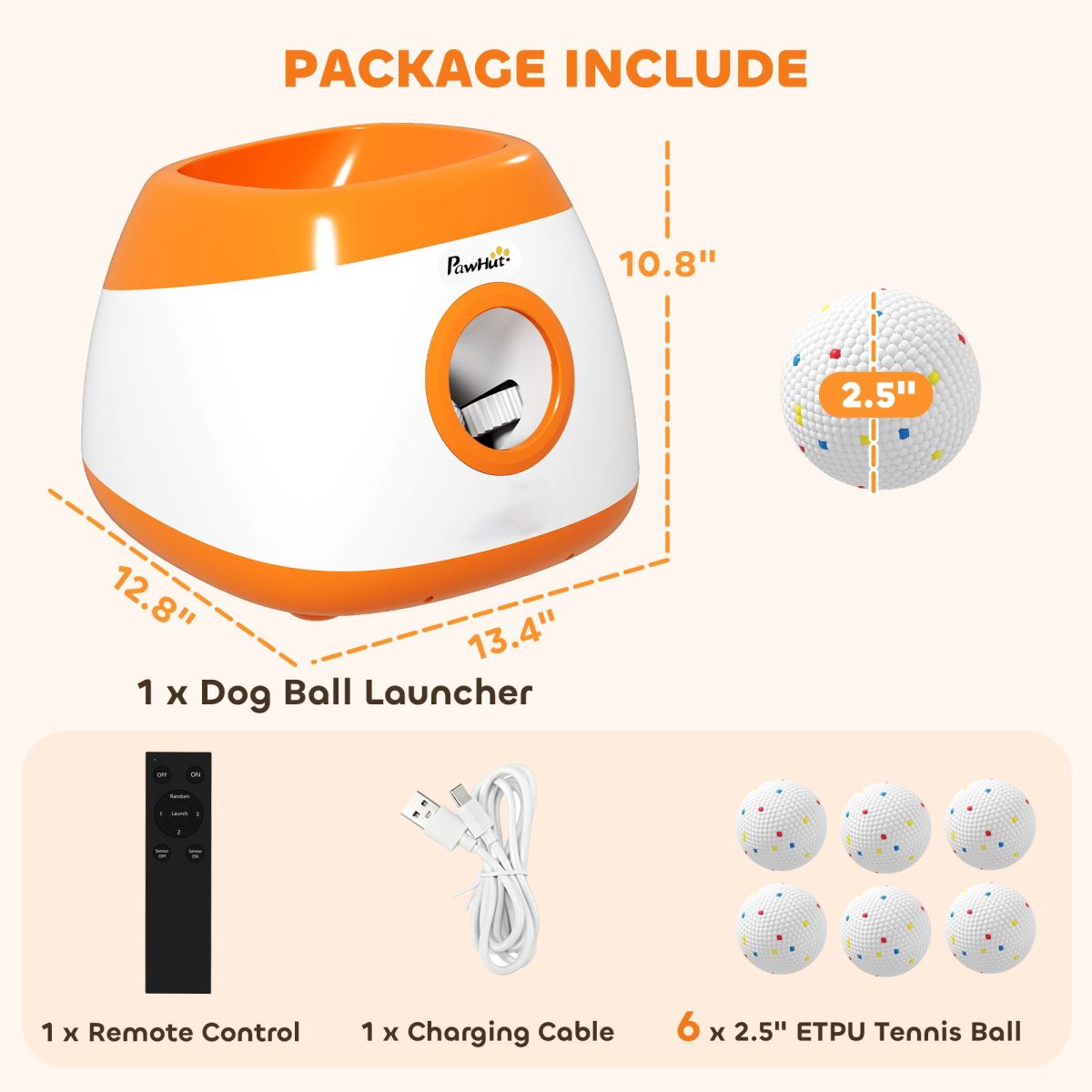 Automatic Dog Ball Launcher with 26-79 FT Distance, Automatic Ball Launcher for Medium and Large Dogs, Orange - Image 3