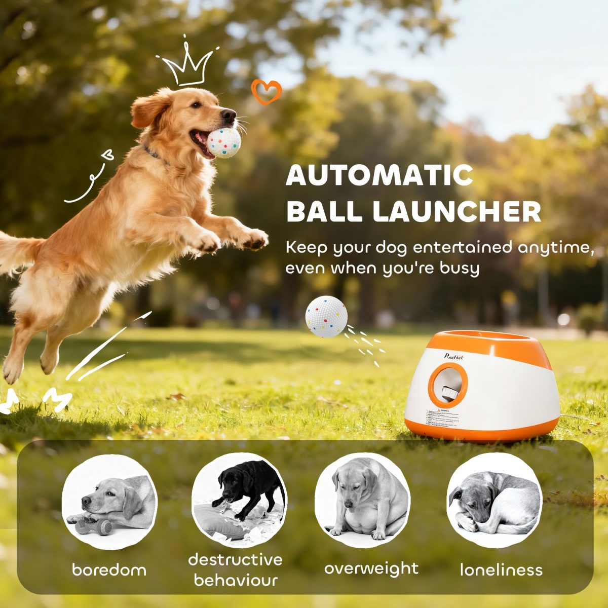 Automatic Dog Ball Launcher with 26-79 FT Distance, Automatic Ball Launcher for Medium and Large Dogs, Orange - Image 4