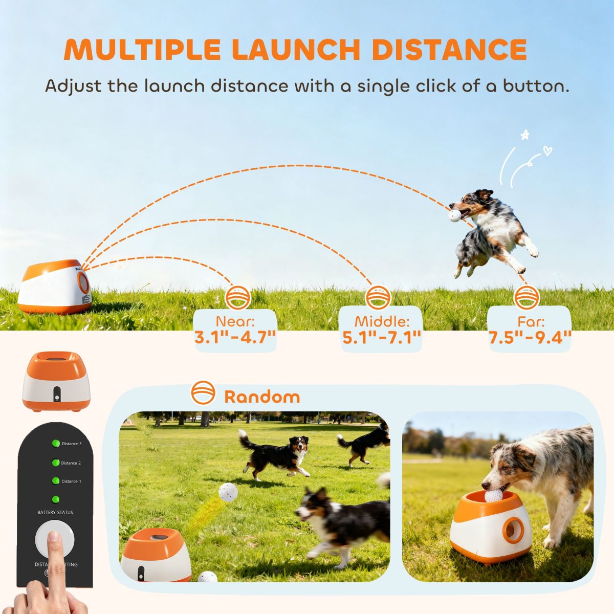 Automatic Dog Ball Launcher with 26-79 FT Distance, Automatic Ball Launcher for Medium and Large Dogs, Orange - Image 5