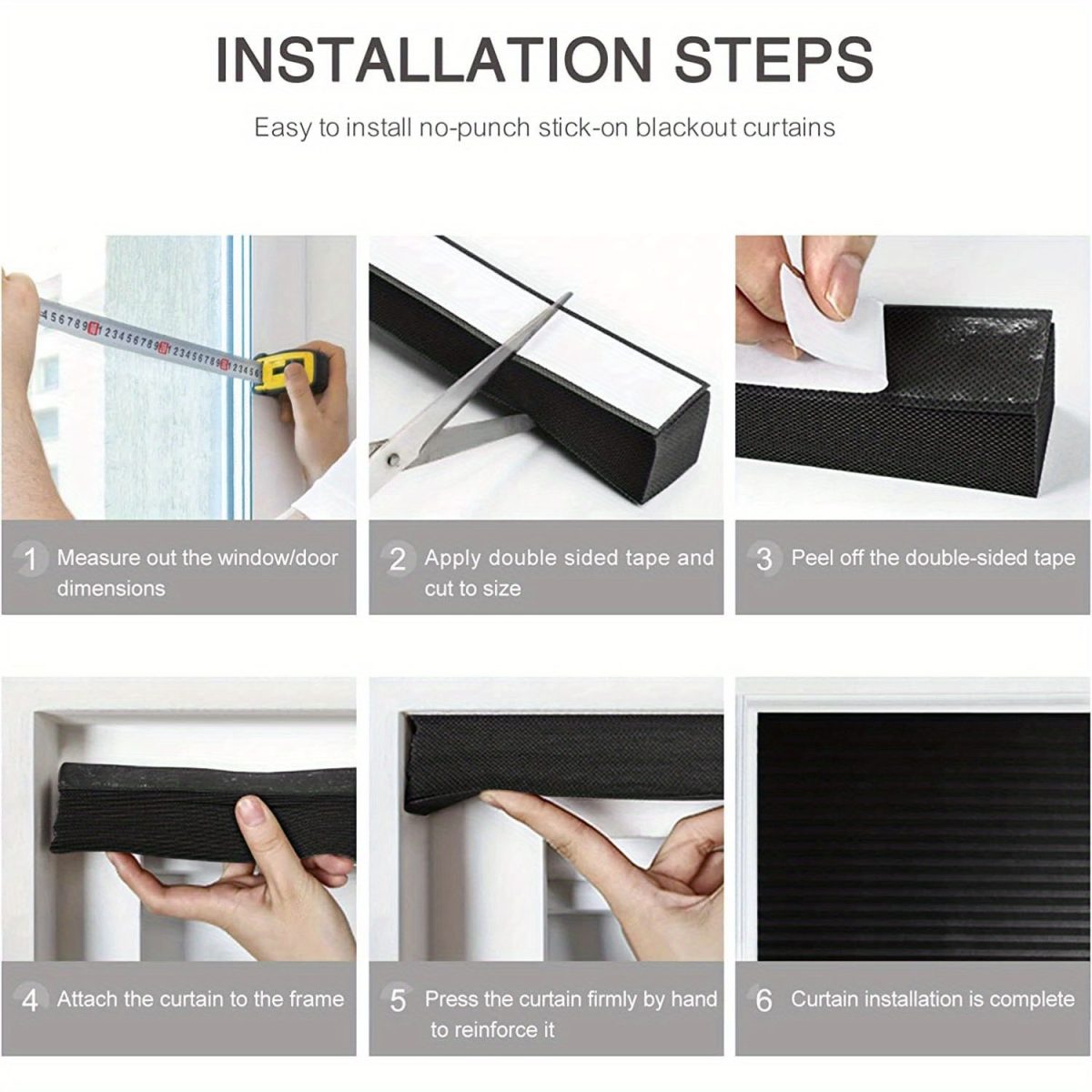 Portable blind full-shading curtain self-adhesive pleated blind non-perforated adhesive roller blinds. - Image 8
