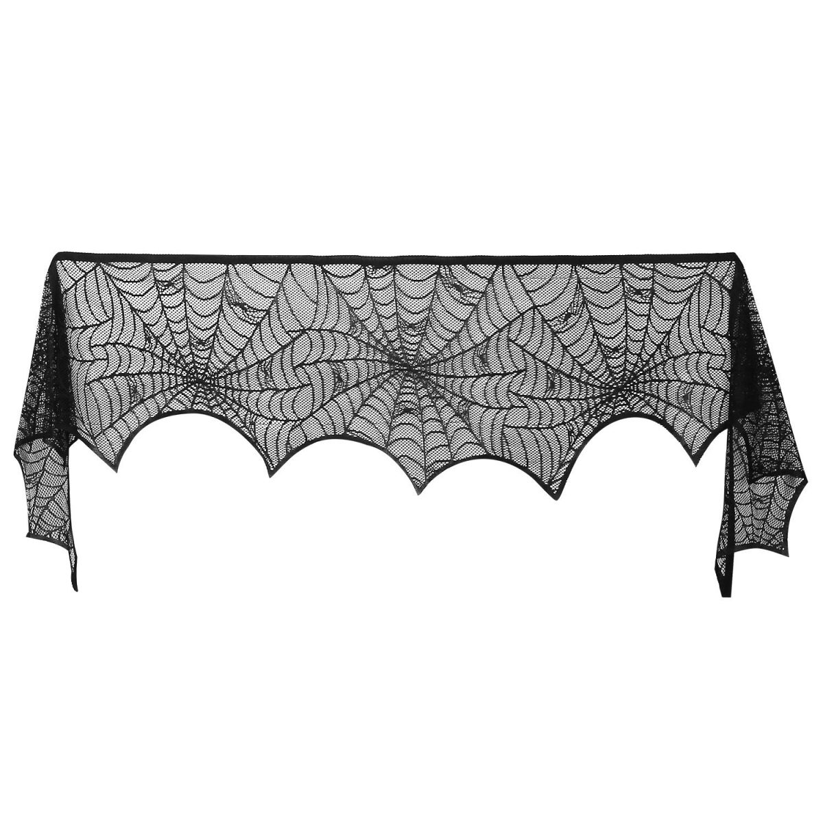 Halloween Fireplace Mantle Scarf - 96x18 Inch Black Lace Scarf with Spider Web, Bat & Spider Design, Lightweight Durable - Ideal for Haunted House, Party, Window, Dining Table Decor - Image 13
