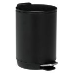 3L/0.8 Gallon Round Step Trash Can, Small Stainless Steel Bathroom Garbage Can with Foot Pedal and Removable Inner Bucket for Bathroom, Bedroom, Office, Black