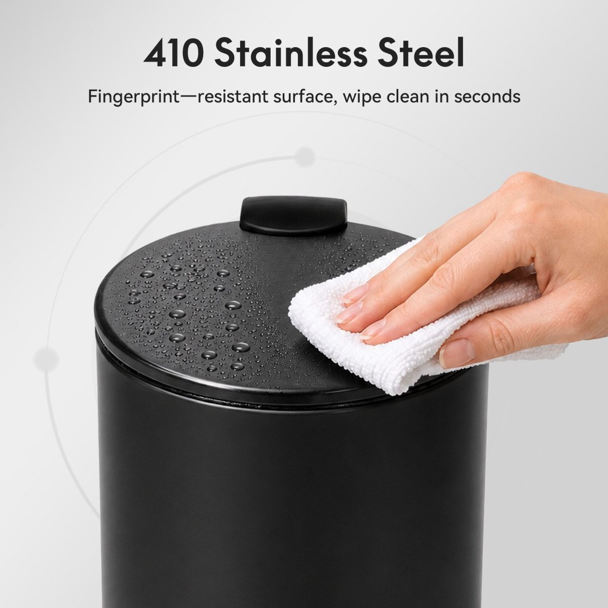 3L/0.8 Gallon Round Step Trash Can, Small Stainless Steel Bathroom Garbage Can with Foot Pedal and Removable Inner Bucket for Bathroom, Bedroom, Office, Black - Image 10