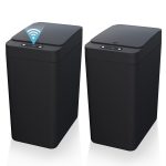 2Pack Bathroom Small Trash Can with Lid, 2.6 Gallon Touchless Automatic Garbage Can Slim Waterproof Motion Sensor Smart Trash Bin for Bedroom, Office, Kitchen, Living Room (Black)