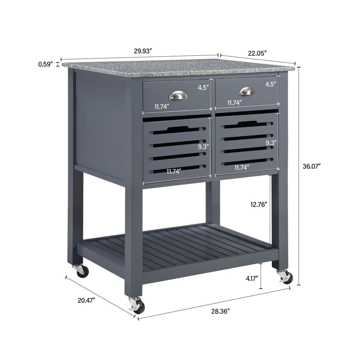Mobile Rolling Kitchen Island Trolley Serving Cart with Underneath Drawer & Slide-Out Wire Storage Basket - Image 2