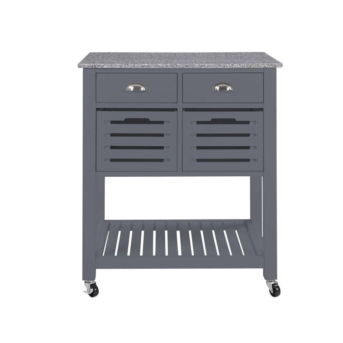 Mobile Rolling Kitchen Island Trolley Serving Cart with Underneath Drawer & Slide-Out Wire Storage Basket - Image 11