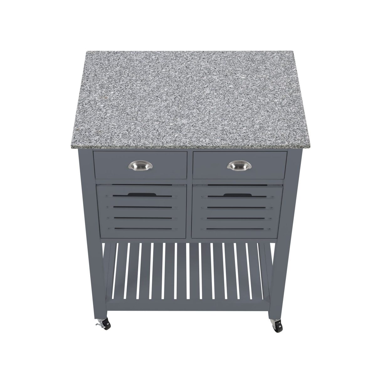 Mobile Rolling Kitchen Island Trolley Serving Cart with Underneath Drawer & Slide-Out Wire Storage Basket - Image 12