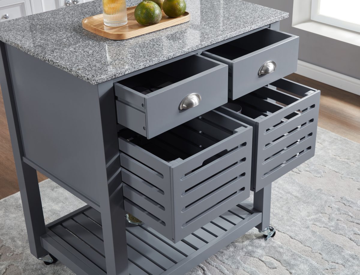 Mobile Rolling Kitchen Island Trolley Serving Cart with Underneath Drawer & Slide-Out Wire Storage Basket - Image 4