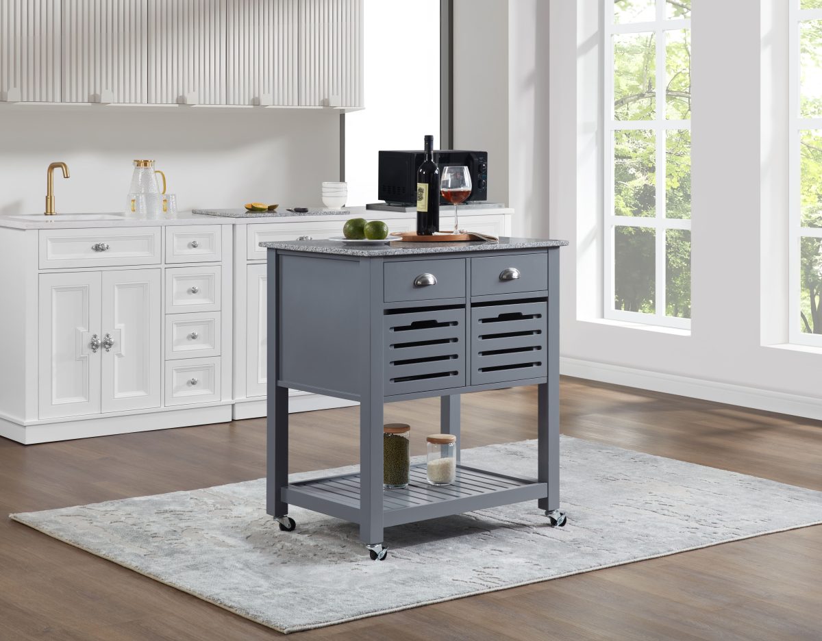 Mobile Rolling Kitchen Island Trolley Serving Cart with Underneath Drawer & Slide-Out Wire Storage Basket - Image 7