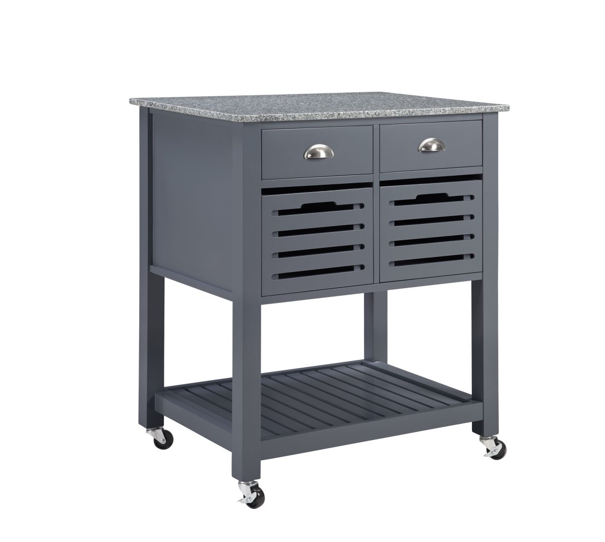 Mobile Rolling Kitchen Island Trolley Serving Cart with Underneath Drawer & Slide-Out Wire Storage Basket - Image 9