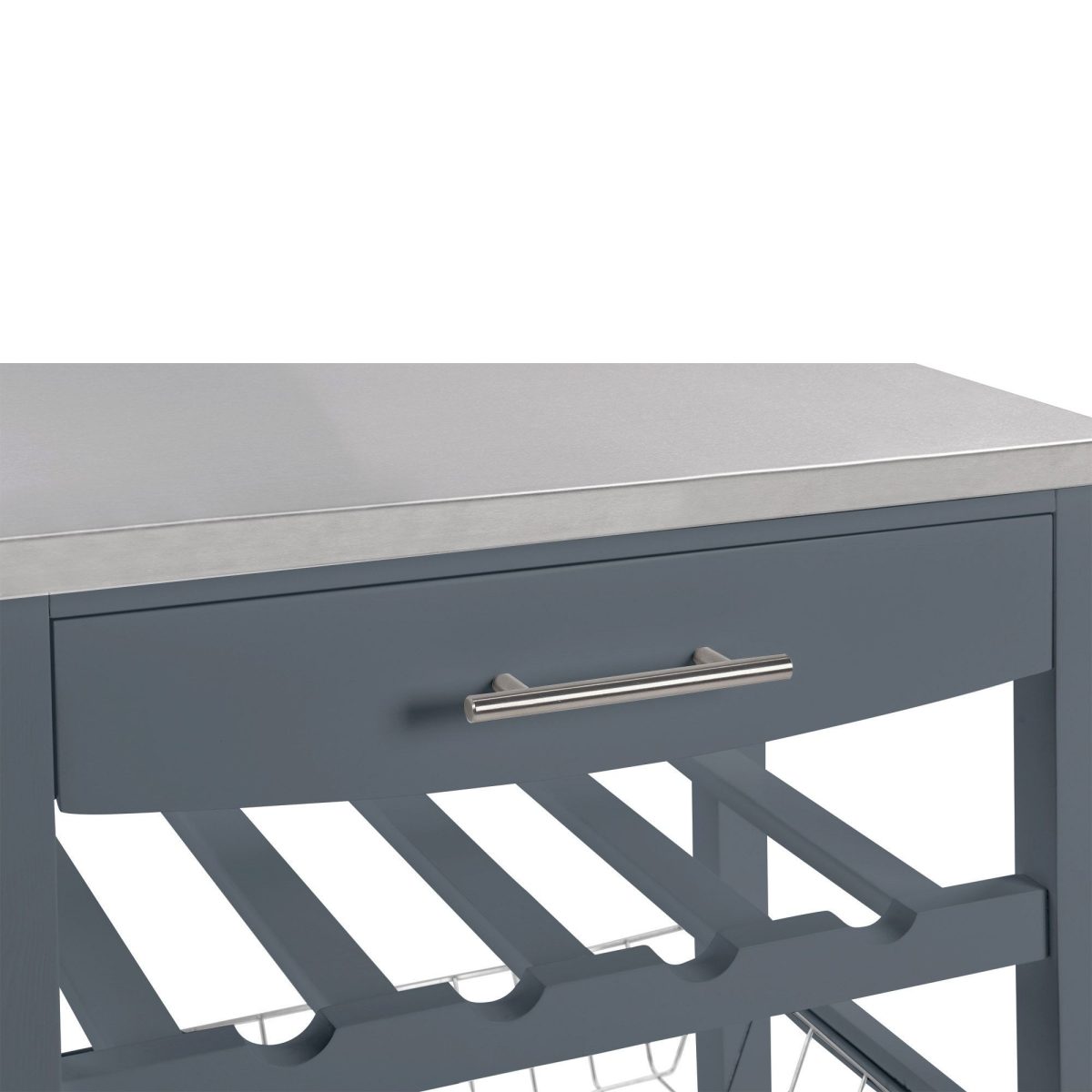 Mobile Rolling Kitchen Island Trolley Serving Cart with Underneath Drawer & Slide-Out Wire Storage Basket - Image 9