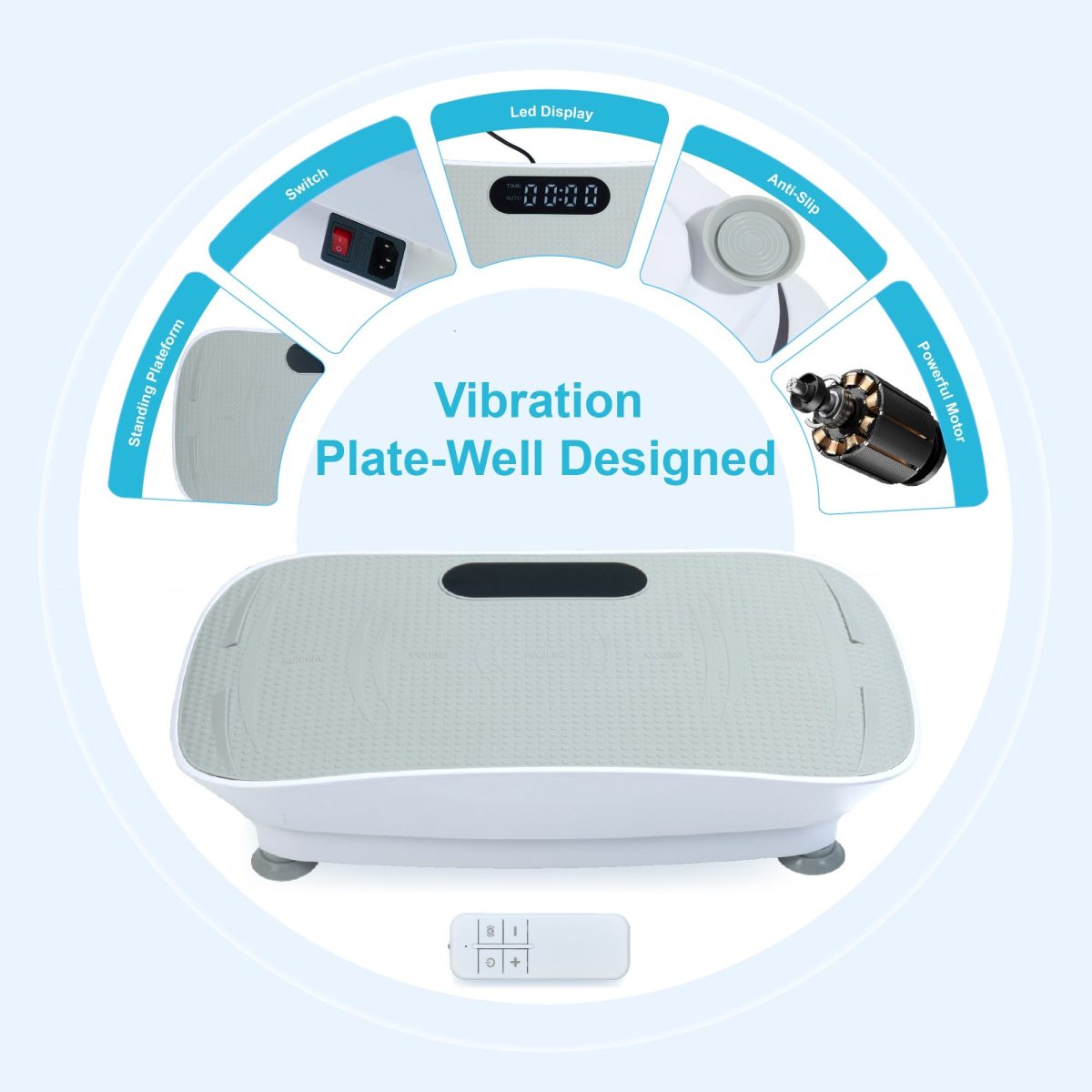 Silent Vibration Platform Crazy Fitness Massage 10-Frequency Weight Loss & Fat Burner Body Shaking Machine For Unisex Grey033 - Image 6