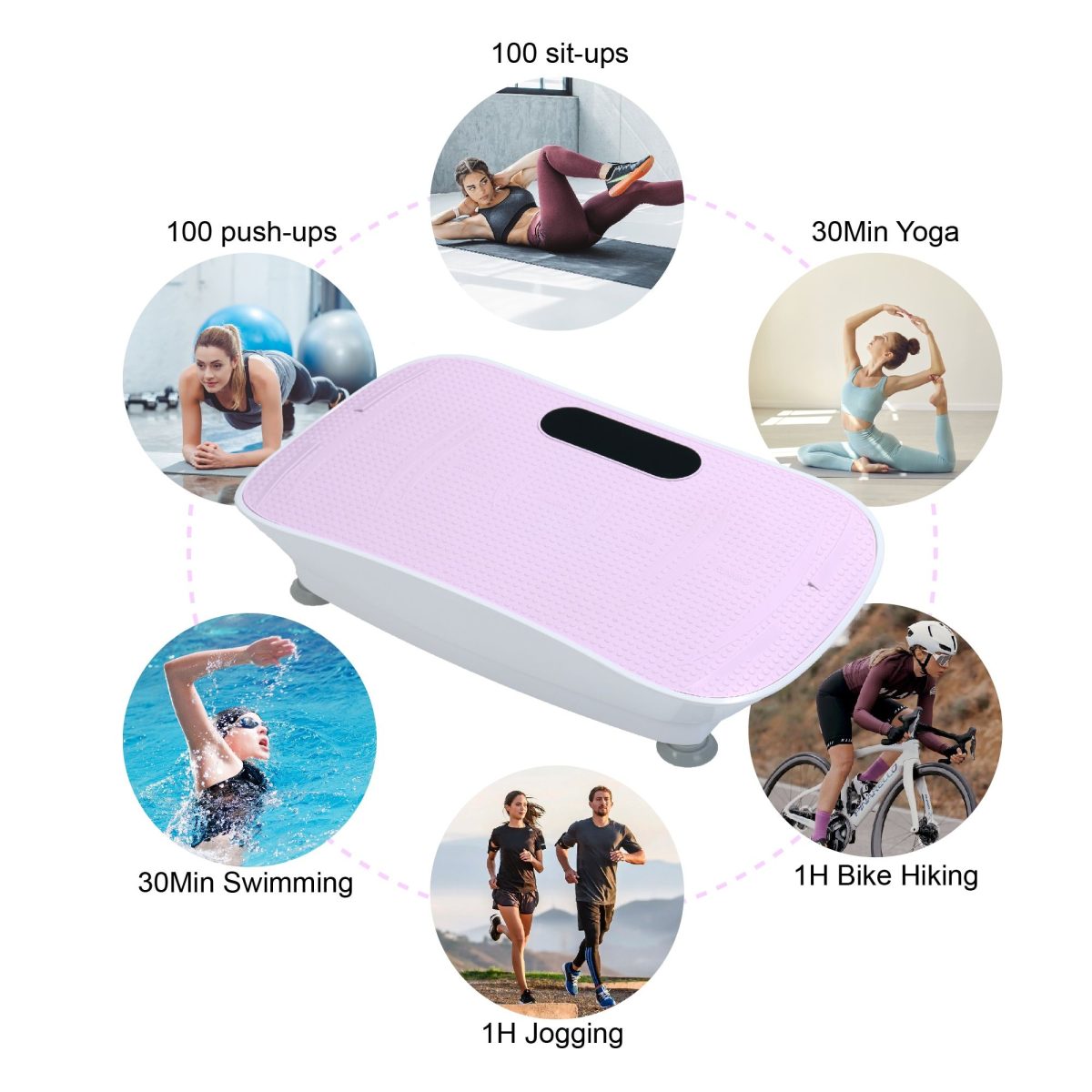 Silent Vibration Platform Crazy Fitness Massage 10-Frequency Weight Loss & Fat Burner Body Shaking Machine For Unisex Pink - Image 4