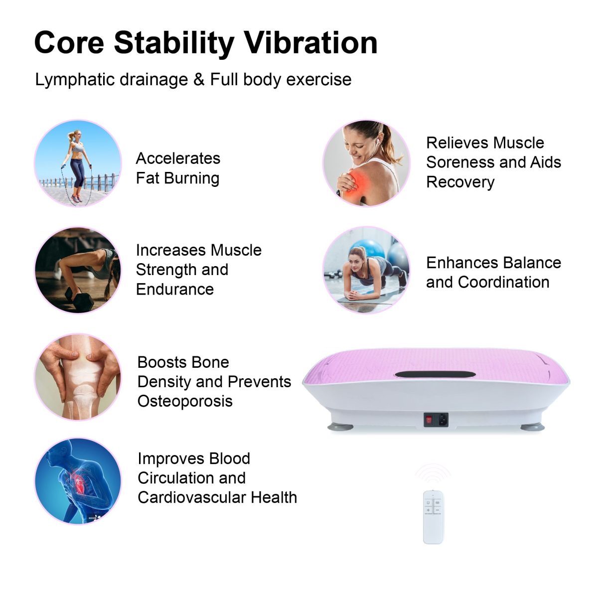 Silent Vibration Platform Crazy Fitness Massage 10-Frequency Weight Loss & Fat Burner Body Shaking Machine For Unisex Pink - Image 8