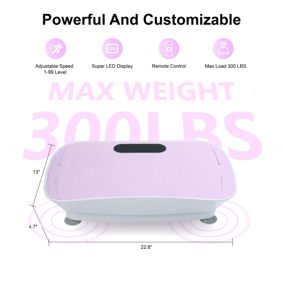 Silent Vibration Platform Crazy Fitness Massage 10-Frequency Weight Loss & Fat Burner Body Shaking Machine For Unisex Pink - Image 10