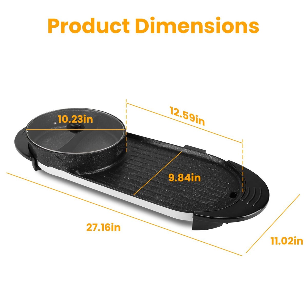 2200W Electric Hot Pot and Grill Combo, 2 in 1 Independent Control Non-Stick Electric Cooker, Smokeless Grill with Hot Pot for 2-10 Persons - Image 6