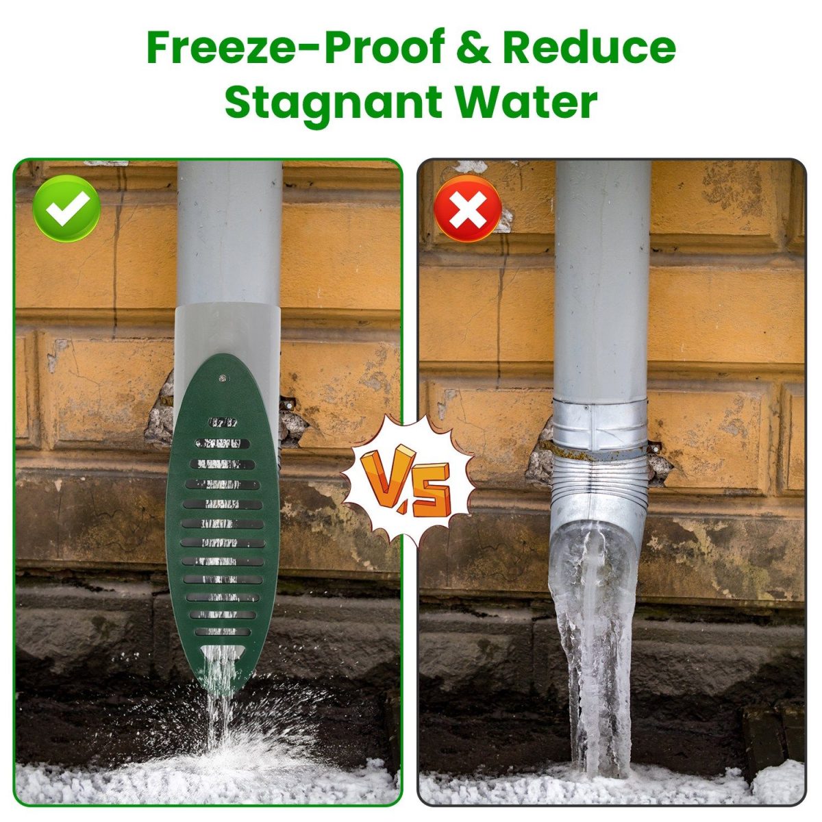 4Inch Green Angled Yard Drainage Pipe With Sloped Grate Yard Drain Emitter For Sump Pump Discharge Downspout Extensions Inlet Outlet Yard Drain Compatible With 4' Connections - Image 6