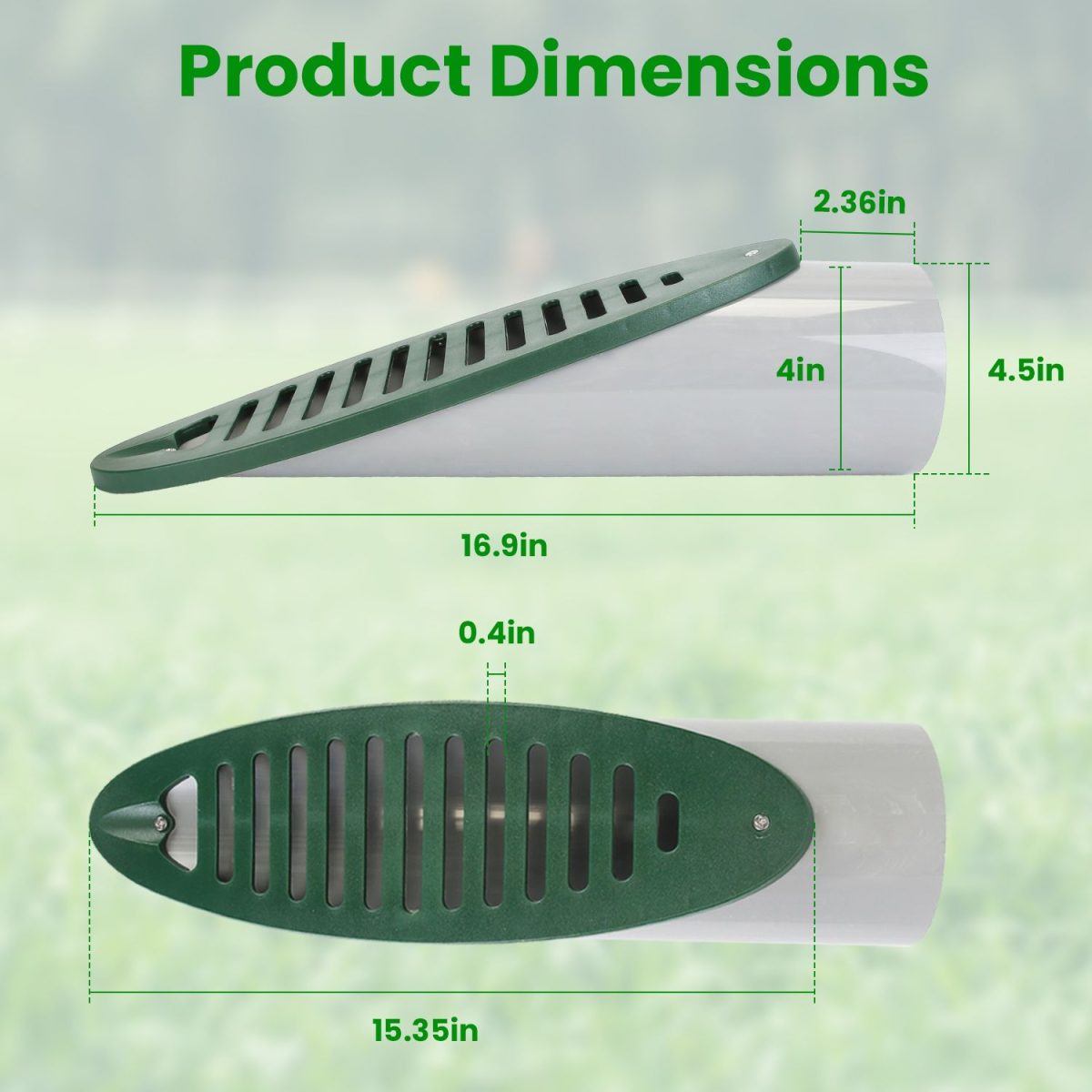 4Inch Green Angled Yard Drainage Pipe With Sloped Grate Yard Drain Emitter For Sump Pump Discharge Downspout Extensions Inlet Outlet Yard Drain Compatible With 4' Connections - Image 9