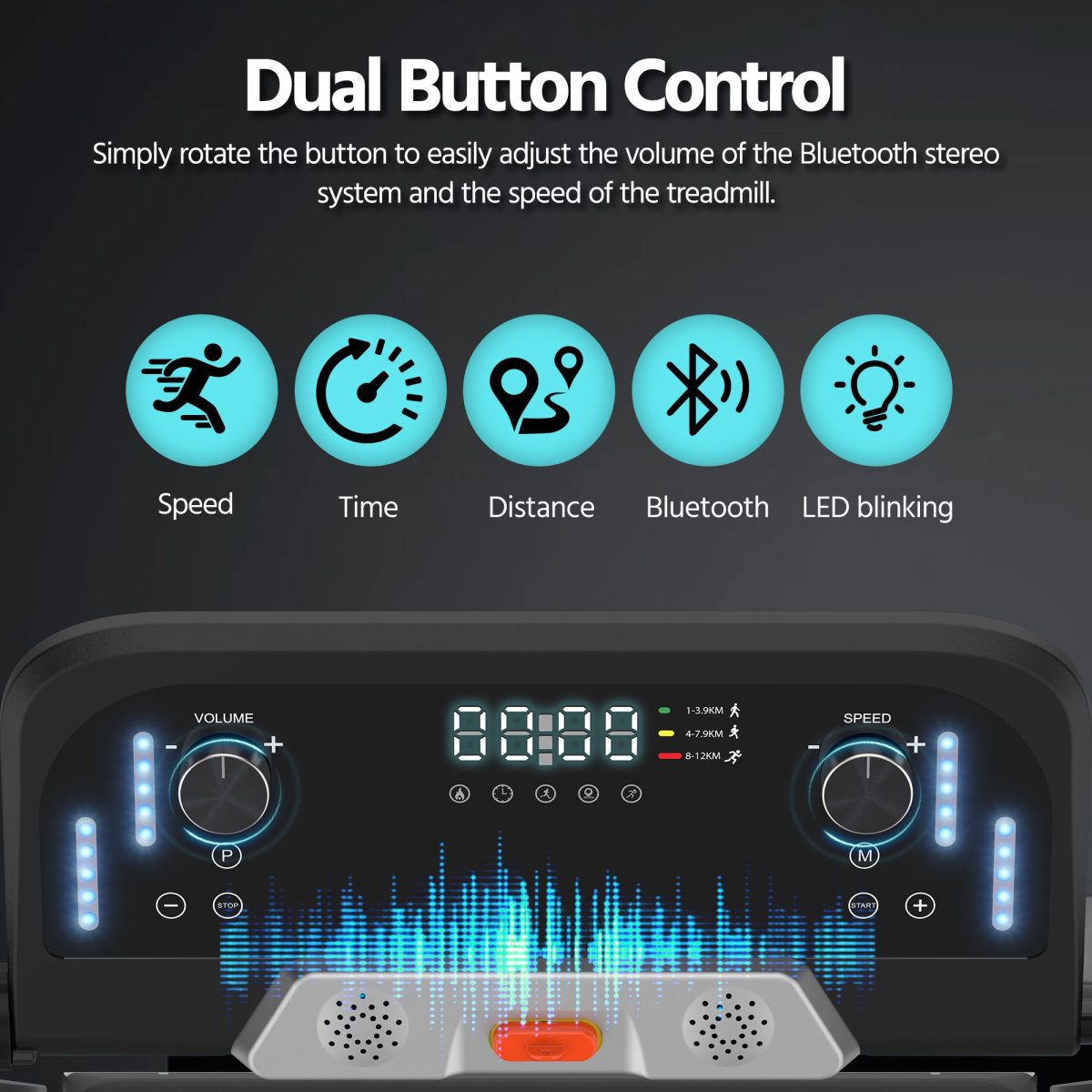 Walking Pad Treadmill 1-14km/h,300 lbs Capacity, LED Bluetooth music Under Desk Treadmill, Compact Treadmills for Home Hiking - Image 6