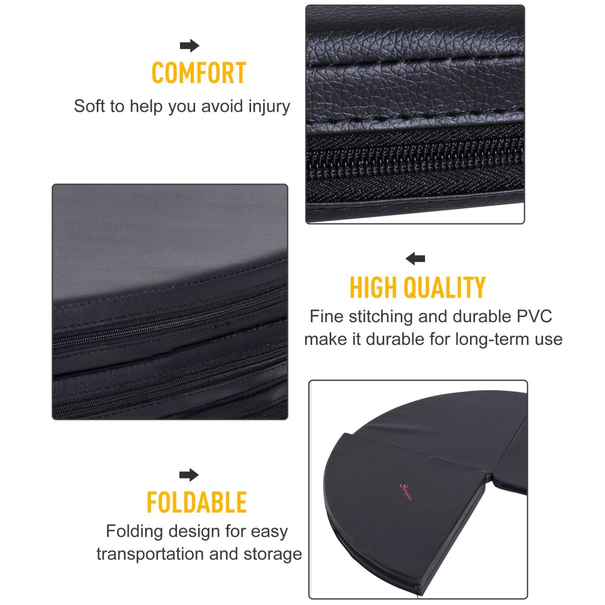 2"T X 5"W Black Foldable Dance Pole Crash Mat Portable round Lightweight And Foldable Crash Mat for Dance Practice - Image 4